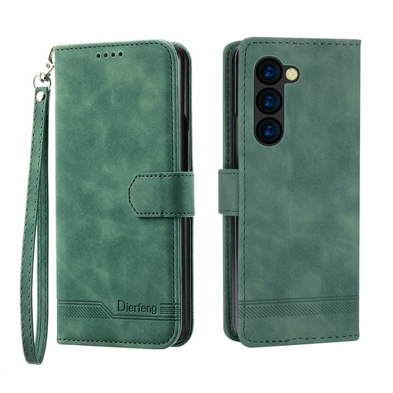 Dteck for Samsung Galaxy Z Fold 6 Case, Card Holder Slots Wrist Strap TPU Interior Protective Z Fold 6 Phone Case,Stand PU Leather Folio Flip Cases Cover for Samsung Galaxy Z Fold6,Green