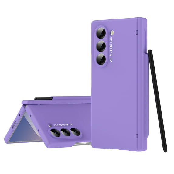 Dteck for Samsung Galaxy Z Fold 6 Case with Hinge Protection & S Pen Slot & Stylus, Full Protective Cover with Front Screen Protector Case for Samsung Galaxy Z Fold6 5G 2024,Purple