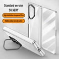 thumbnail image 1 of Dteck for Samsung Galaxy Z Fold 6 Case with Hinge Protection, Ultra Slim Plating Hard PC Clear Case with Hidden Stand Full Body Shockproof Case with Metal Camera Protector,Silver+HD Screen Protector, 1 of 5