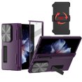 thumbnail image 1 of Dteck for Samsung Galaxy Z Fold 6 Case with S Pen Slot & Hinge Protection Tempered Glass Screen Protector Full-Body Military Drop Phone Case for Z Fold 6 Case with Kickstand & Belt Clip,Purple, 1 of 7