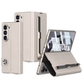 thumbnail image 1 of Dteck for Samsung Galaxy Z Fold 6 Case with S Pen Slot & Kickstand, Built-in Screen Protector Full-Body Protection Anti-Scratch Magnetic Closure Leather Flip Case for Z Fold 6,Titanium, 1 of 7