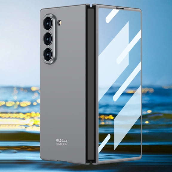 Dteck for Samsung Galaxy Z Fold 6 Clear Case with Built-in Screen Protector Hinge protective Transparent All-round Protective Shockproof Case for Samsung Galaxy Z Fold 6 5G, Gray