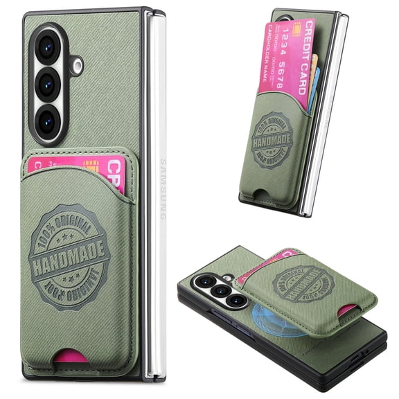 Dteck for Samsung Galaxy Z Fold 6 Wallet Case with Card Holder, Compatible with MagSafe, 2 in 1 Detachable Magnetic Wallet Phone Cover for Samsung Z Fold 6,Green