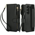 thumbnail image 1 of Dteck for Samsung Galaxy Z Fold 6 Wallet Case with Card Holder Zipper Pocket, Built-in S Pen Holder/Stylus/Wrist Strap/Kickstand, Soft PU Leather Protective Cover for Z Fold6,Black, 1 of 8
