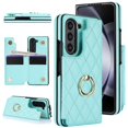 thumbnail image 1 of Dteck for Samsung Galaxy Z Fold 6 Wallet Case with Ring and Credit Card Holder, Cash Slot, Premium Leather Magnetic Clasp Kickstand Heavy Duty Protective Cover,Mint, 1 of 7