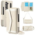 thumbnail image 1 of Dteck for Samsung Galaxy Z Fold 6 Wallet Case with S Pen Holder for Women, Crossbody Wallet Z Fold 6 Phone Case with 12-Card Slots, PU Leather Flip Case with Strap Wristlet & Shoulder Strap,Beige, 1 of 8