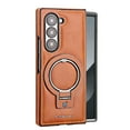 thumbnail image 1 of Dteck for Samsung Galaxy Z Fold 7 Case with Invisible Magnetic Ring Stand, Compatible with MagSafe, Soft P Leather Shockproof Front Bumper Phone Cover for Samsung Z Fold7 2025,Brown, 1 of 6