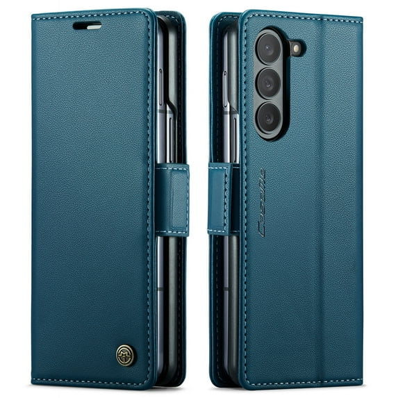 Dteck for Samsung Galaxy Z Fold 7 Case Wallet with 3 Card Slots Kickstand, PU Leather RFID Blocking Flip Folio Cover with TPU Shockproof Interior Shell Compatible with Samsung Z Fold7 2025,Blue