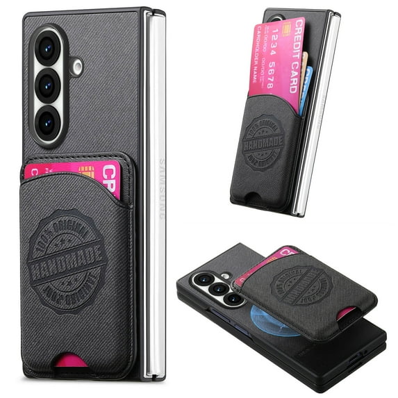 Dteck for Samsung Galaxy Z Fold 7 Wallet Case with Card Holder, Compatible with MagSafe, 2 in 1 Detachable Magnetic Wallet Phone Cover for Samsung Z Fold 7,Black