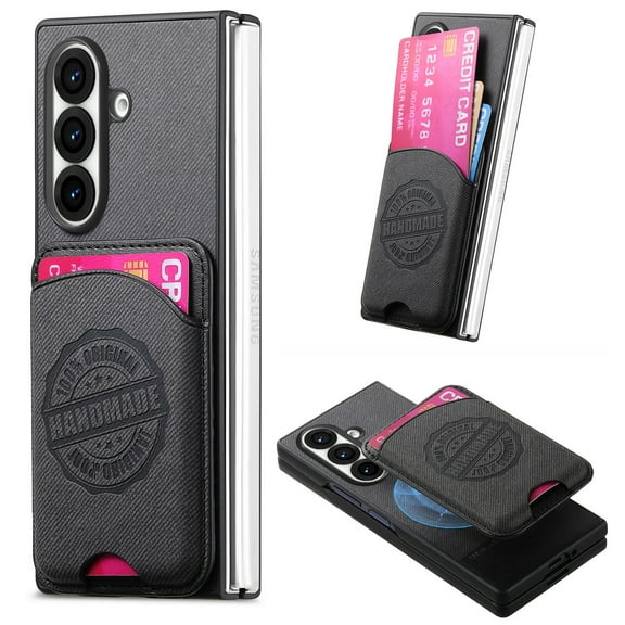 Dteck for Samsung Galaxy Z Fold 7 Wallet Case with Card Holder, Compatible with MagSafe, 2 in 1 Detachable Magnetic Wallet Phone Cover for Samsung Z Fold 7,Black