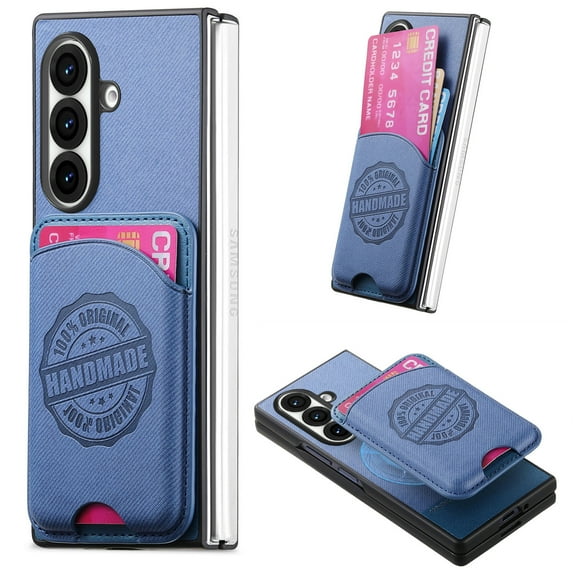 Dteck for Samsung Galaxy Z Fold 7 Wallet Case with Card Holder, Compatible with MagSafe, 2 in 1 Detachable Magnetic Wallet Phone Cover for Samsung Z Fold 7,Blue