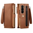 thumbnail image 1 of Dteck for Samsung Galaxy Z Fold 7 Wrist Strap Zipper Case with Card Slot and Cash Compartment,RFID Protection and Luxury Shockproof PU Leather for Galaxy Z Fold 7,Coffee, 1 of 4