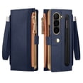 thumbnail image 1 of Dteck for Samsung Galaxy Z Fold 7 Wrist Strap Zipper Case with Card Slot and Cash Compartment,RFID Protection and Luxury Shockproof PU Leather for Galaxy Z Fold 7,Darkblue, 1 of 7