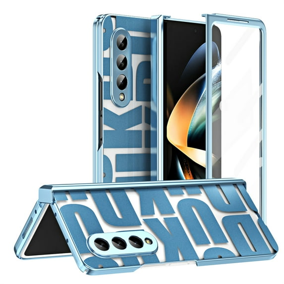 Dteck for Samsung Galaxy Z Fold3 Case with Built-in Tempered Glass Screen Protector, Full Body Hinge Protection Shockproof Rugged Phone Case for Samsung Galaxy Z Fold 3 5G,Blue