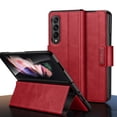 thumbnail image 1 of Dteck for Samsung Galaxy Z Fold3 Case, Premium PU Leather Flip Folio Case Business Style for Men Full Body Protection Shockproof Protective Cover for Samsung Galaxy Z Fold 3 5G,Red, 1 of 6