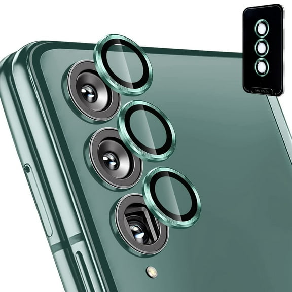 Dteck for Samsung Galaxy Z Fold4 5G Camera Lens Protector, 9H Tempered Glass Camera Cover Screen Protector Metal Individual Ring for Samsung Fold4 5G 2022 Release, Green