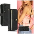 thumbnail image 1 of Dteck for Samsung Galaxy Z Fold4 Crossbody Wallet Case with Card Holder Zipper Pocket Lanyard Shoulder Strap, PU Leather Shockproof Protective Flip Cover for Galaxy Z Fold4 5G,Black, 1 of 9