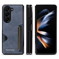thumbnail image 1 of Dteck for Samsung Galaxy Z Fold5 5G Hard Shell, Luxury Premium PU Leather Wallet Case with Card Holder, Shockproof Back Flip Hard Slim Rugged Protective Cover, blue, 1 of 4
