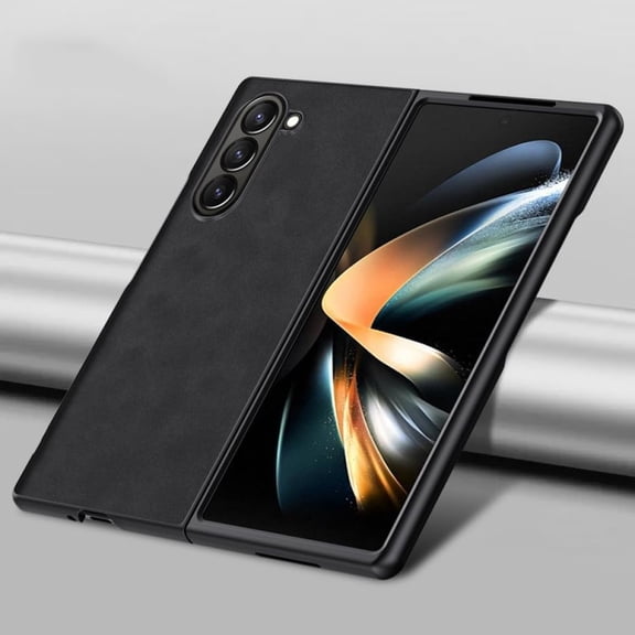 Dteck for Samsung Galaxy Z Fold5 5G Slim Back Case, Luxury Shockproof Business Retro Premium PU Leather Hybrid Case Cover, Anti-Drop Protective Cover with Lens Protection, black