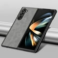 thumbnail image 1 of Dteck for Samsung Galaxy Z Fold5 5G Slim Back Case, Luxury Shockproof Business Retro Premium PU Leather Hybrid Case Cover, Anti-Drop Protective Cover with Lens Protection, gray, 1 of 5