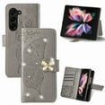 thumbnail image 1 of Dteck for Samsung Galaxy Z Fold5 Case Wallet for Women, Flip Folio Cover with Butterfly Embossed Diamond PU Leathe Stand Card Holder Protective Case with Wrist Strap,Gray, 1 of 6