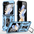 thumbnail image 1 of Dteck for Samsung Galazy Z Flip 5 Case, Galaxy Z Flip 5 Case with Screen Protector, Samsung Z Flip 5 Phone Case with Rotate Ring Magnetic Kickstand,Light Blue, 1 of 7
