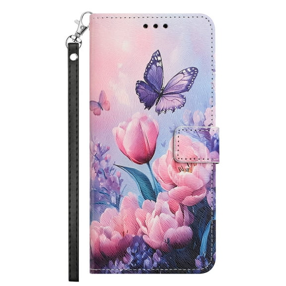 Dteck for Samsung Note 10+ Case Wallet with Card Holder Slots, Wrist Strap, TPU Interior Protective, Stand PU Leather Folio Flip Cases Cover for Samsung Note 10 Plus,Pink Flower