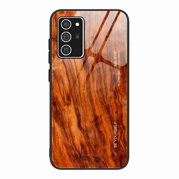 Dteck Samsung Note 20 Ultra Case, Tempered Glass Pattern Back + TPU Frame Hybrid Shell Slim Cover For Galaxy Note 20 Ultra Case(2020) Anti-Drop , Wooden Texture #6