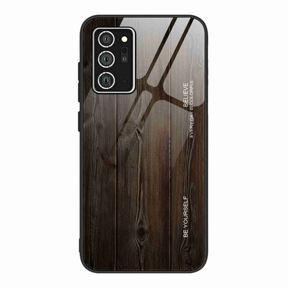 Dteck Samsung Note 20 Ultra Case, Tempered Glass Pattern Back + TPU Frame Hybrid Shell Slim Cover For Galaxy Note 20 Ultra Case(2020) Anti-Drop , Wooden Texture #1