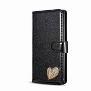 Dteck for Samsung Note 20 Ultra Wristlet Lanyard Shiny Sparkle Wallet Case, Bling Glitter PU Leather Wallet with Kickstand Card Holder ID Slot Hand Strap Shockproof Cover, Rosegold