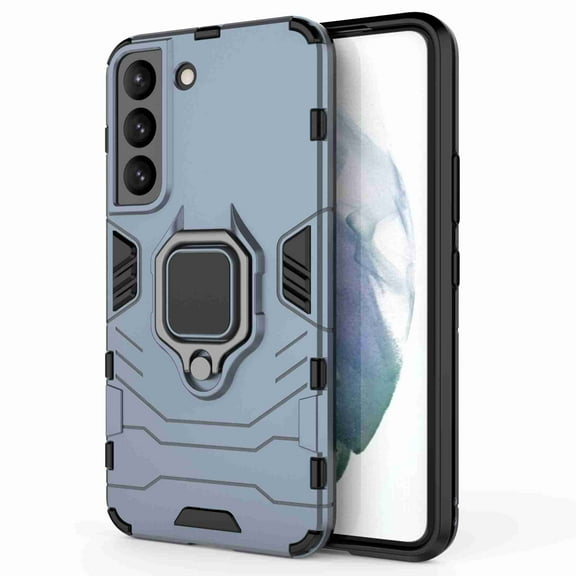 Dteck Samsung S21 FE Case,Galaxy S21 FE Cover Military Grade Shockproof Heavy Duty Phone Case Drop Protective with Magnetic Ring Kickstand Rugged Ring Stand Case, Navy