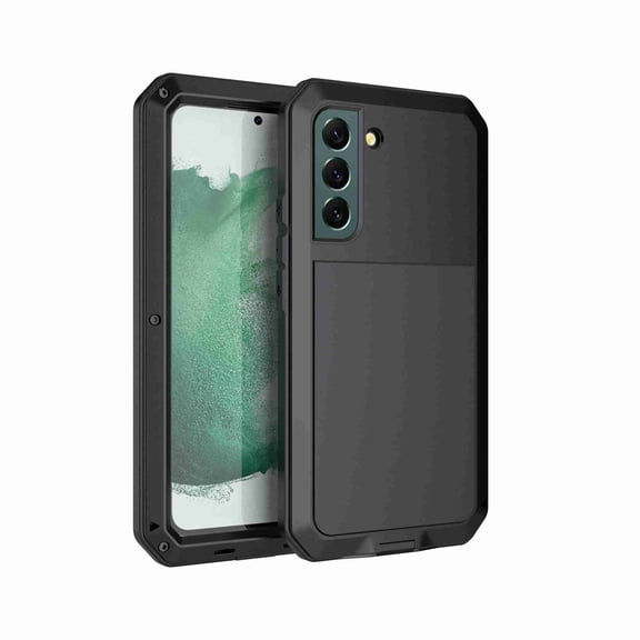 Dteck Samsung S22 Case with Screen Protector, Samsung S22 Rugged Military Metal Heavy Duty Waterproof Case for Man Outdoor,Black