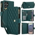 thumbnail image 1 of Dteck for Samsung S22 Plus Case, Crossbody Shoulder Strap RFID Blocking Shockproof Magnetic Closure Flip Stand Card Slot Wallet Zipper Lanyard Phone Case Cover, Green, 1 of 9