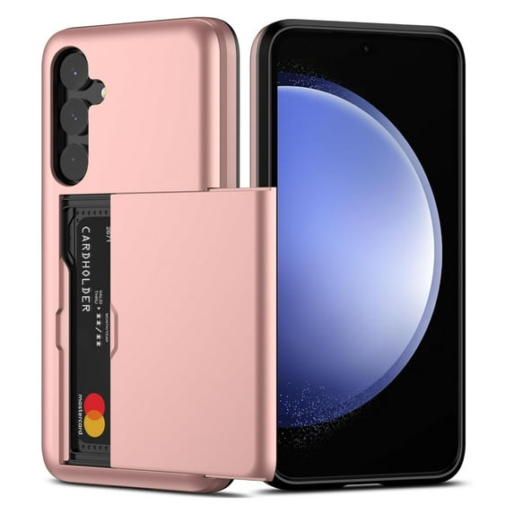 Dteck for Samsung S23 FE Case with Card Holder Dual Layer Heavy Duty Protective Case Hidden Card Slot Slim Wallet Case for Samsung S23 FE 6.4',Rosegold