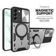thumbnail image 1 of Dteck for Samsung S23 Plus Slide Lens Protection Case, Shockproof Magnetic Metal Ring Holder Kickstand Support Magnetic Shell, Heavy Duty Hybrid TPU PC Dual Layer Phone Cover, silver, 1 of 1