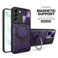 thumbnail image 1 of Dteck for Samsung S23 Slide Lens Protection Case, Shockproof Magnetic Metal Ring Holder Kickstand Support Magnetic Shell, Heavy Duty Hybrid TPU PC Dual Layer Phone Cover, purple, 1 of 1