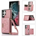 thumbnail image 1 of Dteck for Samsung S23 Ultra Magnetic Wallet Case with Credit Card Holder Leather Crossbody Strap Purse for Women Kickstand Protective Cover for Galaxy S23 Ultra, Pink, 1 of 9