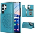 thumbnail image 1 of Dteck for Samsung S24 Ultra Case With Card Holder & Screen Protector,Women Flower Magnetic Back Flip Wallet Case Phone Case for Samsung Galaxy S24 Ultra 5G,Blue, 1 of 8