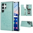 thumbnail image 1 of Dteck for Samsung S24 Ultra Case With Card Holder & Screen Protector,Women Flower Magnetic Back Flip Wallet Case Phone Case for Samsung Galaxy S24 Ultra 5G,Green, 1 of 8
