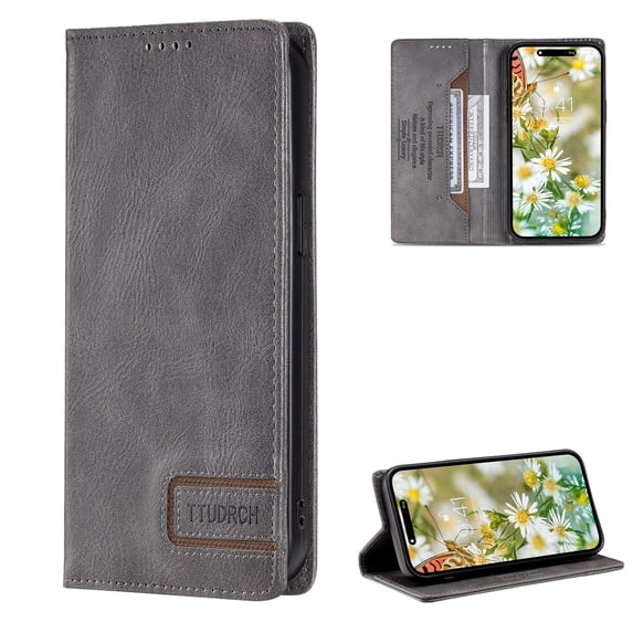 Dteck for Sasmung Galaxy A16 5G Case, RFID Blocking Magnetic Closure PU Leather Wallet Flip Case with Card Holder Kickstand Shockproof Phone Cover for Samsung Galaxy A16 5G,Gray