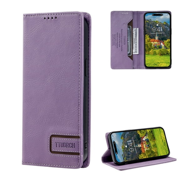 Dteck for Sasmung Galaxy S24 Ultra Case, RFID Blocking Magnetic Closure PU Leather Wallet Flip Case with Card Holder Kickstand Shockproof Phone Cover for Samsung Galaxy S24 Ultra 5G,Purple