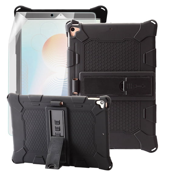 Dteck Screen Protector Case for Apple iPad 8th Generation 10.2" (2020),Shockproof Hybrid Rubber Protective Kickstand iPad 7th Gen 10.2-inch (2019) Cover with Soft PET Film,Black
