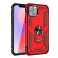 thumbnail image 1 of Dteck Screen Protector Case For Apple iPhone 12 (6.1 inches),iPhone 12 Pro 6.1" Shockproof Rubber Armor Case Hybrid Rugged Hard PC Back Phone Ring Kickstand Cover with Tempered Glass Film,Red, 1 of 9