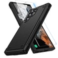 thumbnail image 1 of Dteck Screen Protector Case for Samsung Galaxy S24 Ultra,Shockproof Heavy Duty Dual Layer Protective Hard PC Textured Back & Soft Bumper Cell Phone Cover,Black, 1 of 8