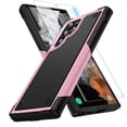 thumbnail image 1 of Dteck Screen Protector Case for Samsung Galaxy S24 Ultra,Shockproof Heavy Duty Dual Layer Protective Hard PC Textured Back & Soft Bumper Cell Phone Cover,Pink, 1 of 8