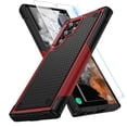 thumbnail image 1 of Dteck Screen Protector Case for Samsung Galaxy S24 Ultra,Shockproof Heavy Duty Dual Layer Protective Hard PC Textured Back & Soft Bumper Cell Phone Cover,Red, 1 of 8