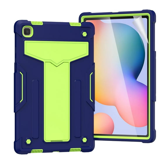 Dteck with Screen Protector Case for Samsung Galaxy Tab A7 10.4" SM-T500 T505 (2020 Released) 10.4-inch,Shockproof 3-layer-protection Hybrid Rubber Hard PC Back Kickstand Cover,Navy+Olivine