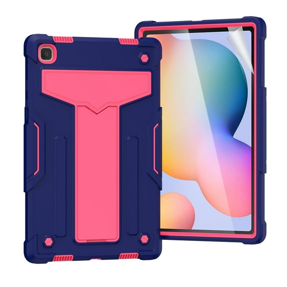 Dteck with Screen Protector Case for Samsung Galaxy Tab A7 10.4" SM-T500 T505 (2020 Released) 10.4-inch,Shockproof 3-layer-protection Hybrid Rubber Hard PC Back Kickstand Cover,Navy+Rose
