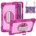 thumbnail image 1 of Dteck Screen Protector Case for Samsung Galaxy Tab A9 Plus 11-inch (X210,X215,X216),Heavy Duty Rotating Stand Rugged Rubber Case Shockproof PC Cover with Adjustable Hand/Shoulder Strap,Pink+Rose, 1 of 8