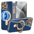 thumbnail image 1 of Dteck Screen Protector Case for iPhone 14 Pro Max,Magnetic Plating TPU Case Lens Camera Protector Mag-Safe Invisible Stand Shockproof Back Cover,Blue, 1 of 9
